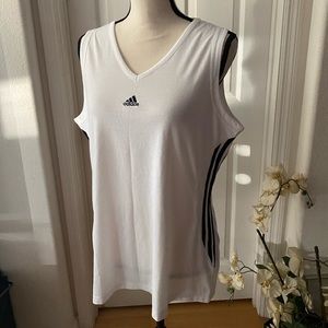 Adidas White Three Stripe Logo Tank XL